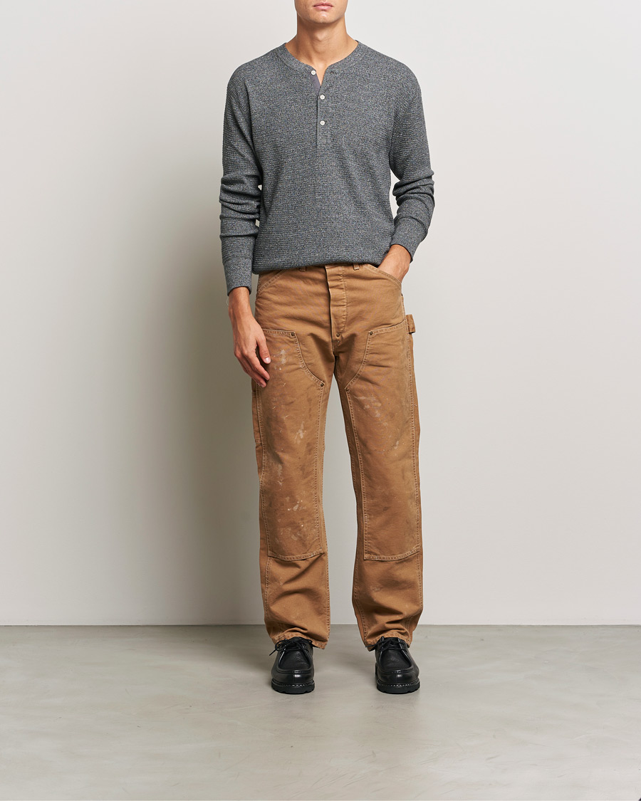 Mies | Puserot | RRL | Long Sleeve Henley Charcoal Heather