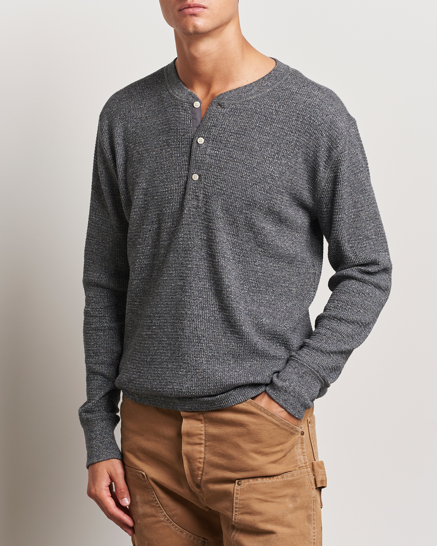 Mies | Puserot | RRL | Long Sleeve Henley Charcoal Heather