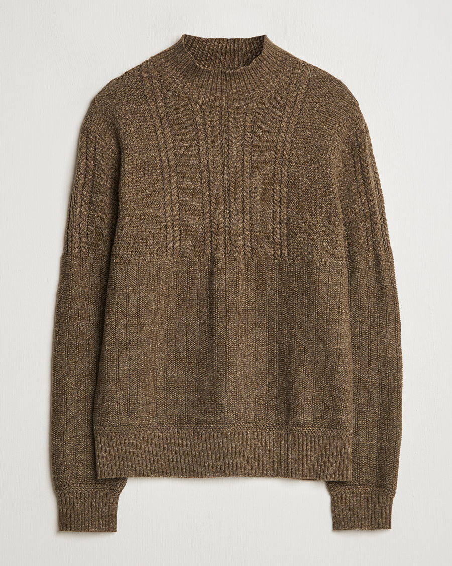 Mies | Puserot | RRL | Mock Neck Pullover Olive Heather