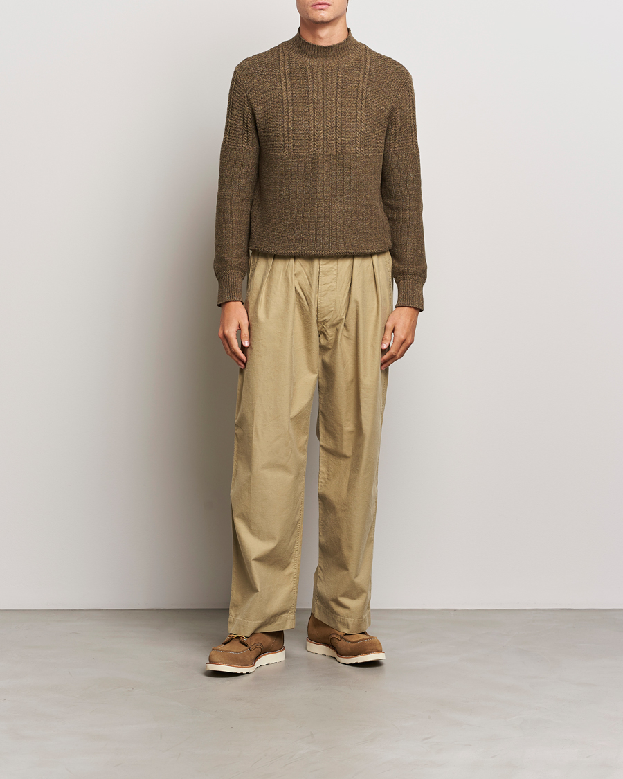 Mies | Puserot | RRL | Mock Neck Pullover Olive Heather