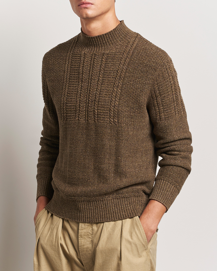 Mies | Puserot | RRL | Mock Neck Pullover Olive Heather