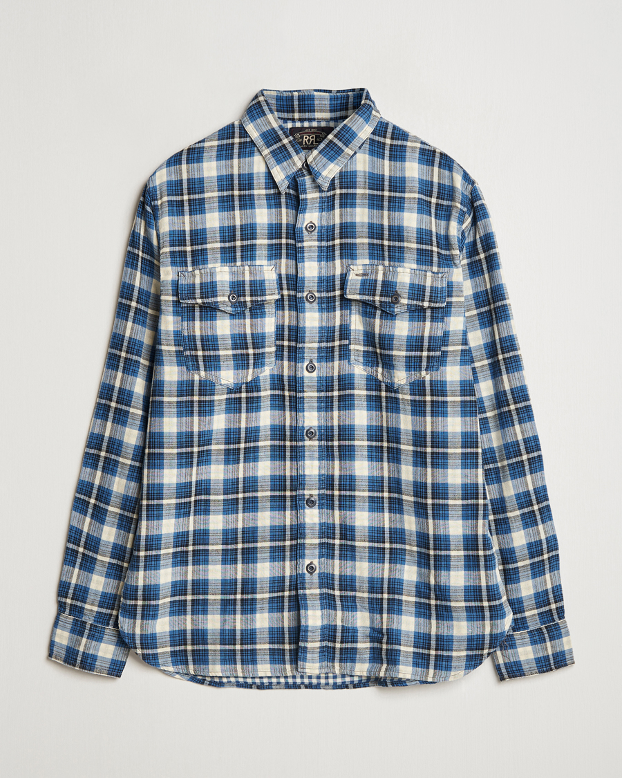 Mies | Kauluspaidat | RRL | Herc Flannel Shirt Blue Check