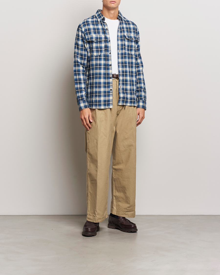Mies | Kauluspaidat | RRL | Herc Flannel Shirt Blue Check