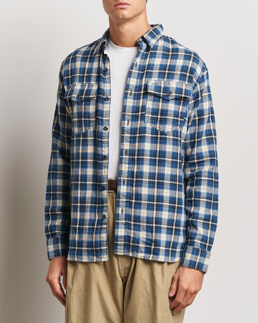 Mies | Kauluspaidat | RRL | Herc Flannel Shirt Blue Check