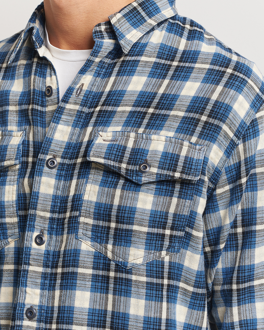Mies | Kauluspaidat | RRL | Herc Flannel Shirt Blue Check