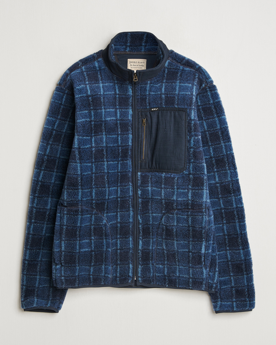 Mies | Puserot | RRL | Gabe Fleece Full Zip Navy Plaid