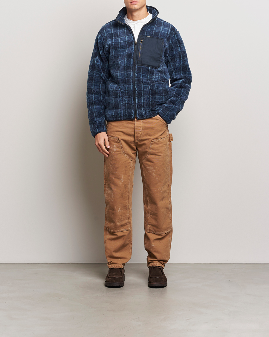 Mies | Puserot | RRL | Gabe Fleece Full Zip Navy Plaid