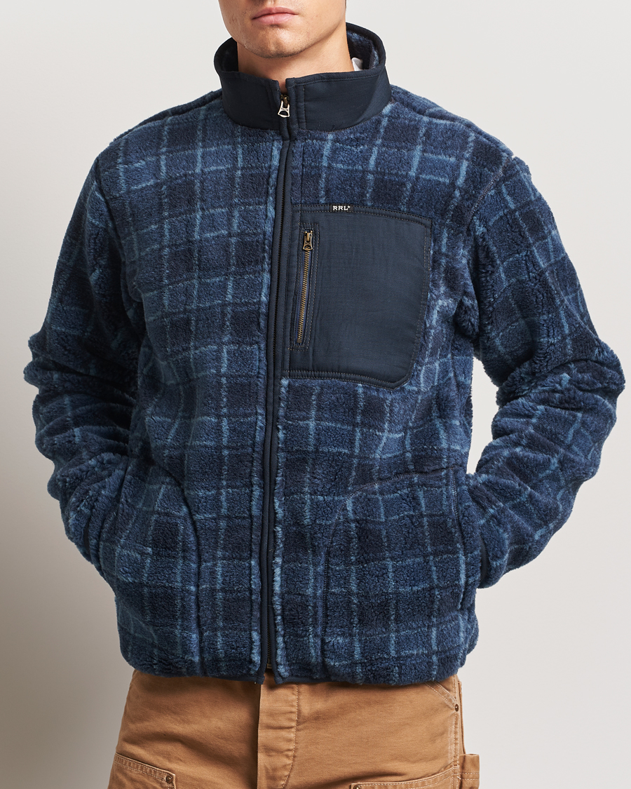 Mies | Puserot | RRL | Gabe Fleece Full Zip Navy Plaid