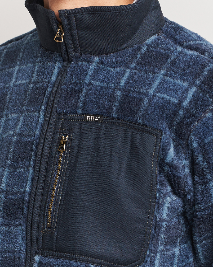 Mies | Puserot | RRL | Gabe Fleece Full Zip Navy Plaid