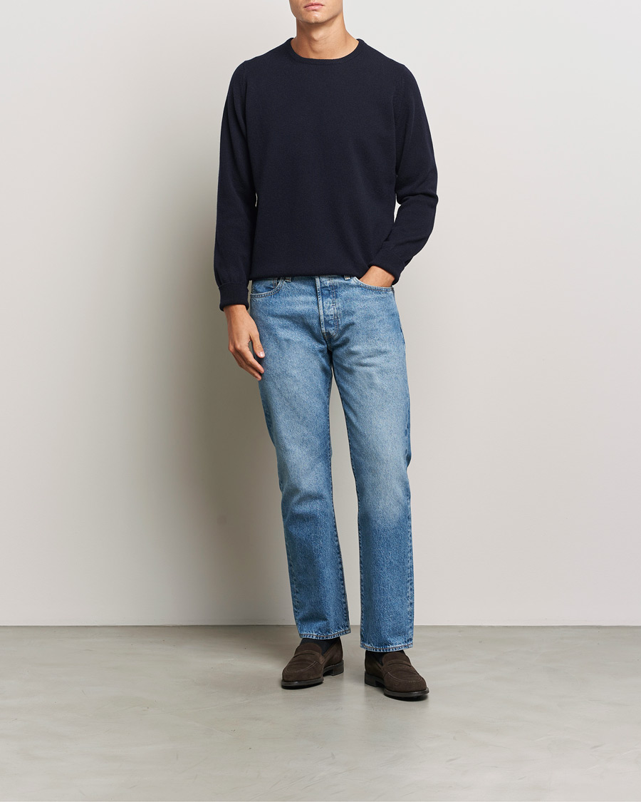 Mies | Puserot | William Lockie | Rob Lambswool Crewneck Navy
