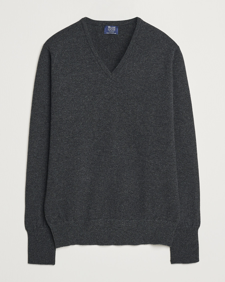 Mies | Puserot | William Lockie | Rob Lambswool V-Neck Charcoal