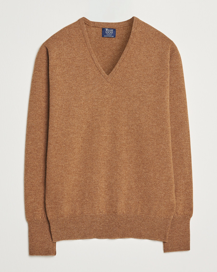 Mies | Puserot | William Lockie | Rob Lambswool V-Neck Savannah