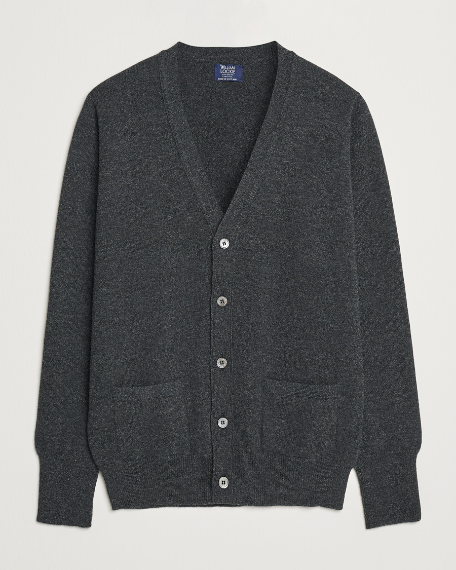 Mies | Puserot | William Lockie | Rob Lambswool Cardigan Charcoal