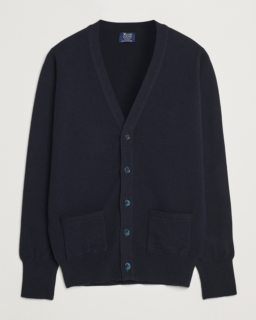 Mies | Puserot | William Lockie | Rob Lambswool Cardigan Navy