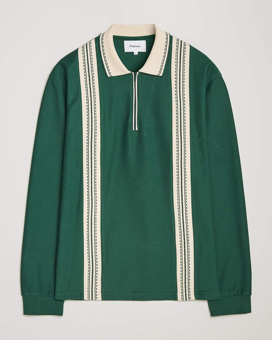 Mies | Puserot | Palmes | Rio Long Sleeve Zip Polo Dark Green