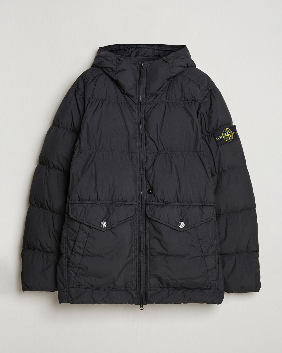 Mies | Takit | Stone Island | Garment Dyed Recycled Nylon Down Hooded Jacket Black