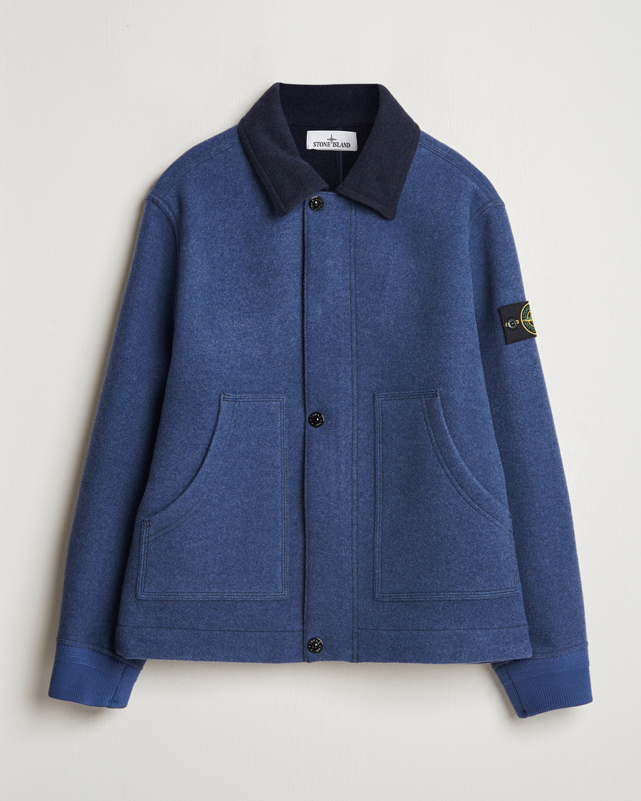 Mies | Takit | Stone Island | Panno Speciale Wool Nylon Jacket Royal Blue
