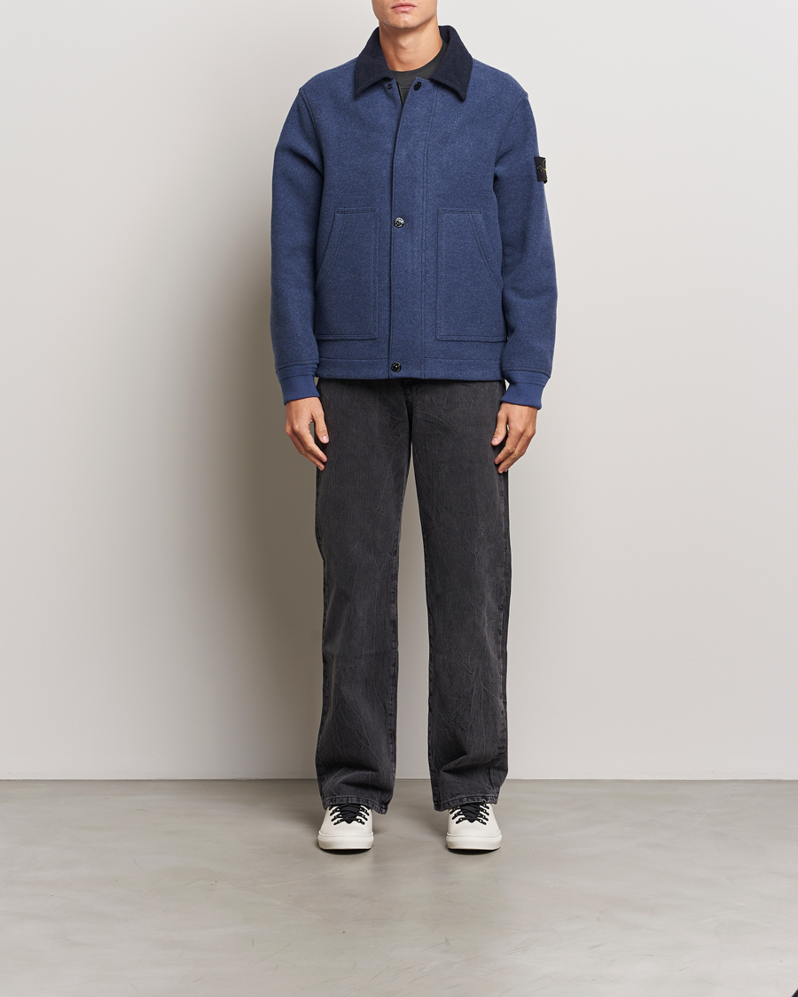 Mies | Takit | Stone Island | Panno Speciale Wool Nylon Jacket Royal Blue