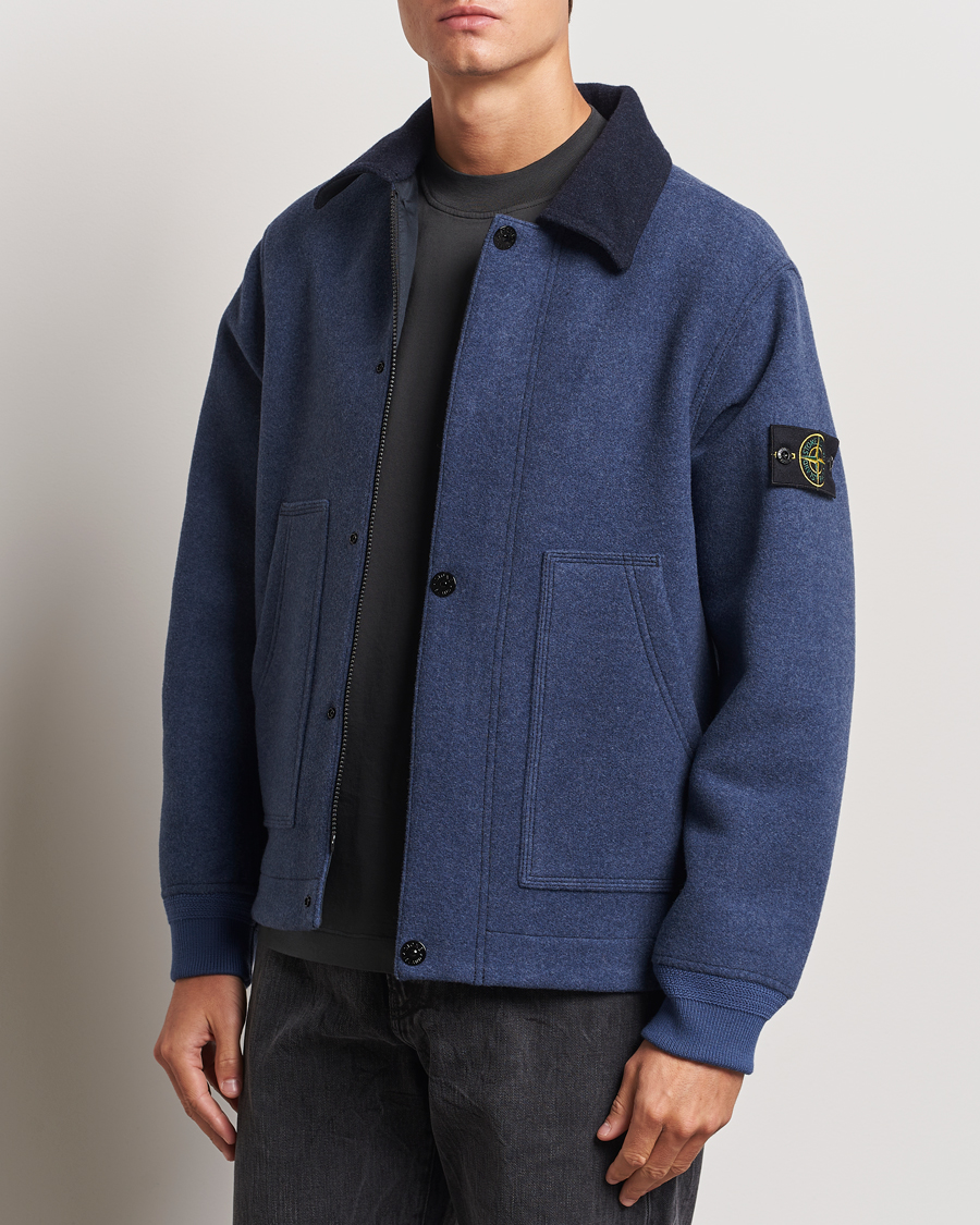 Mies | Takit | Stone Island | Panno Speciale Wool Nylon Jacket Royal Blue