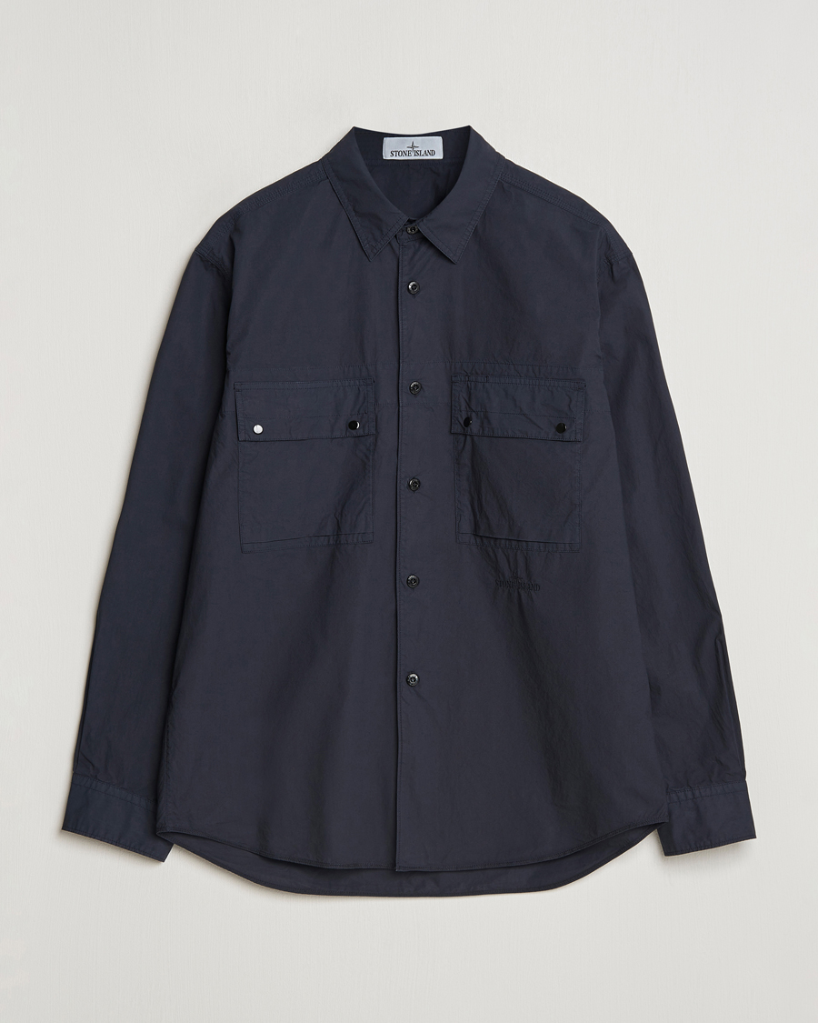 Mies | Kauluspaidat | Stone Island | Garment Dyed Cotton Canvas Overshirt Navy Blue