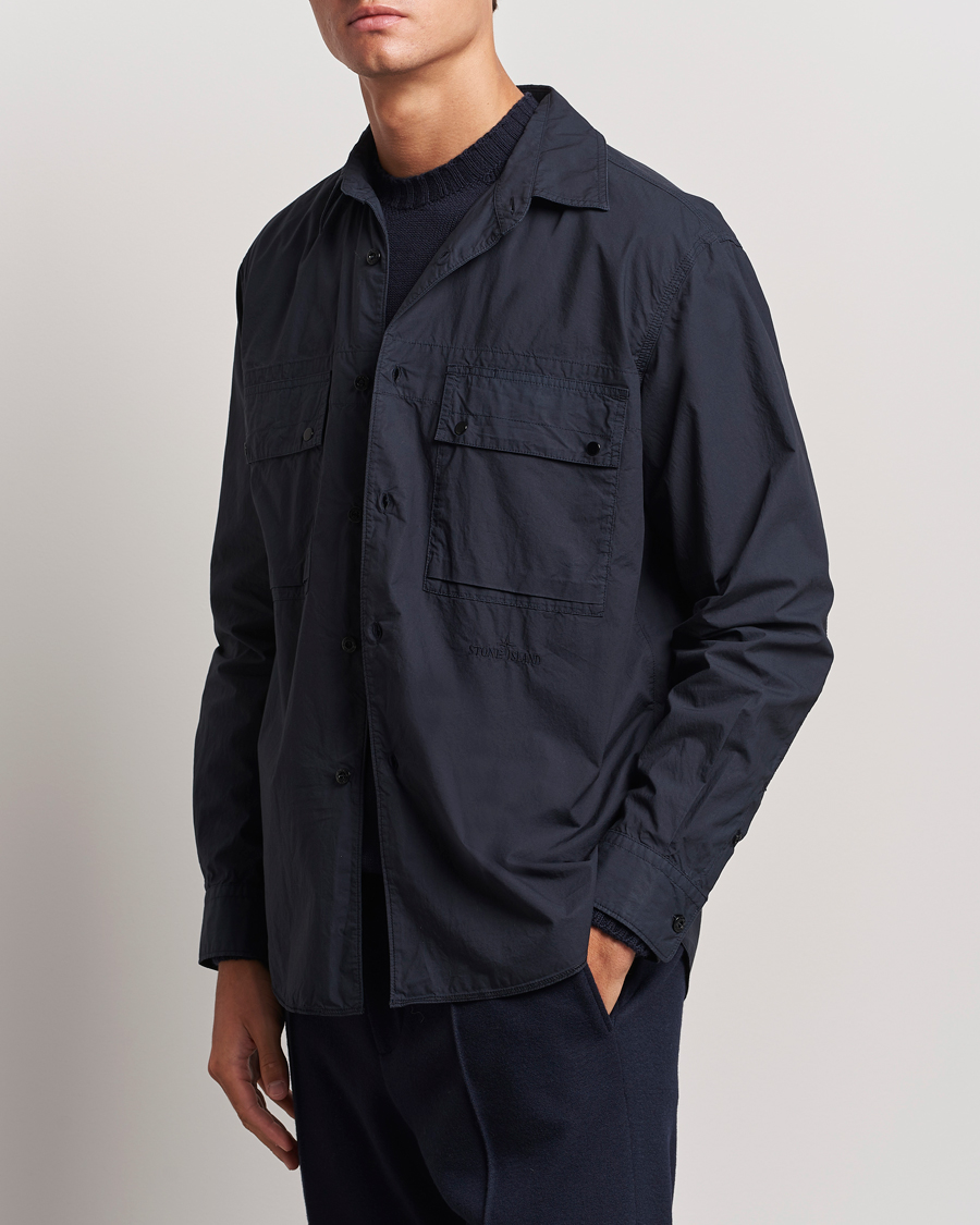 Mies | Kauluspaidat | Stone Island | Garment Dyed Cotton Canvas Overshirt Navy Blue