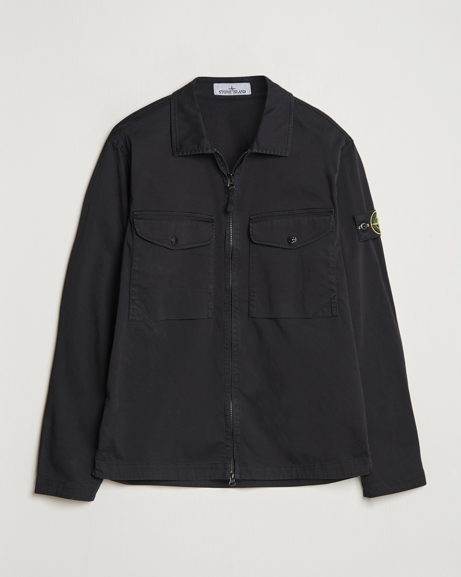 Mies | Kauluspaidat | Stone Island | Garment Dyed Cotton Zip Overshirt Black