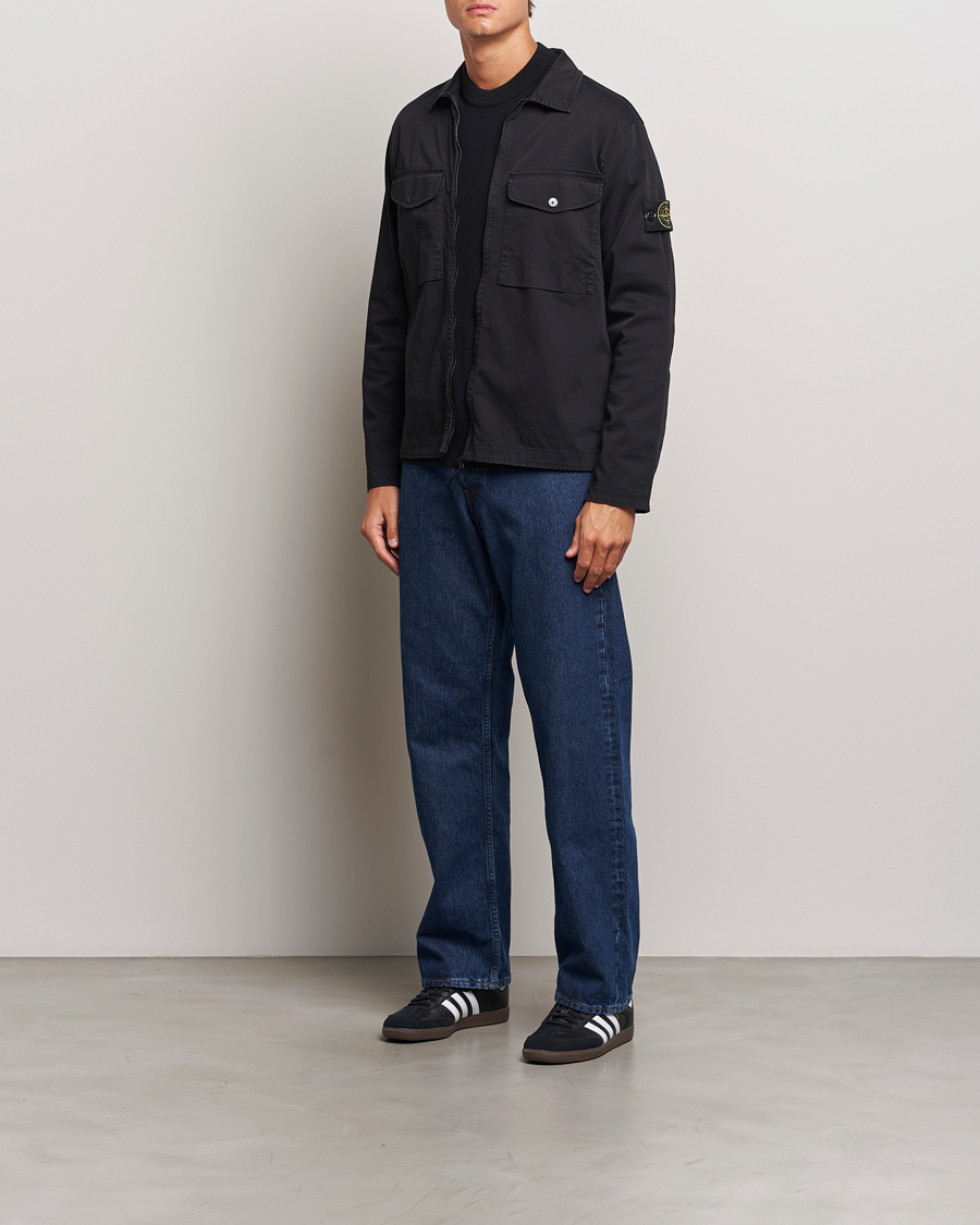 Mies | Kauluspaidat | Stone Island | Garment Dyed Cotton Zip Overshirt Black