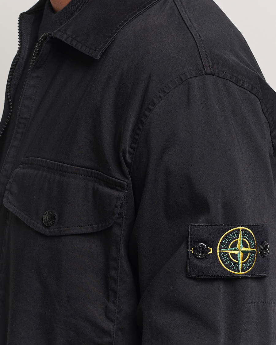 Mies | Kauluspaidat | Stone Island | Garment Dyed Cotton Zip Overshirt Black