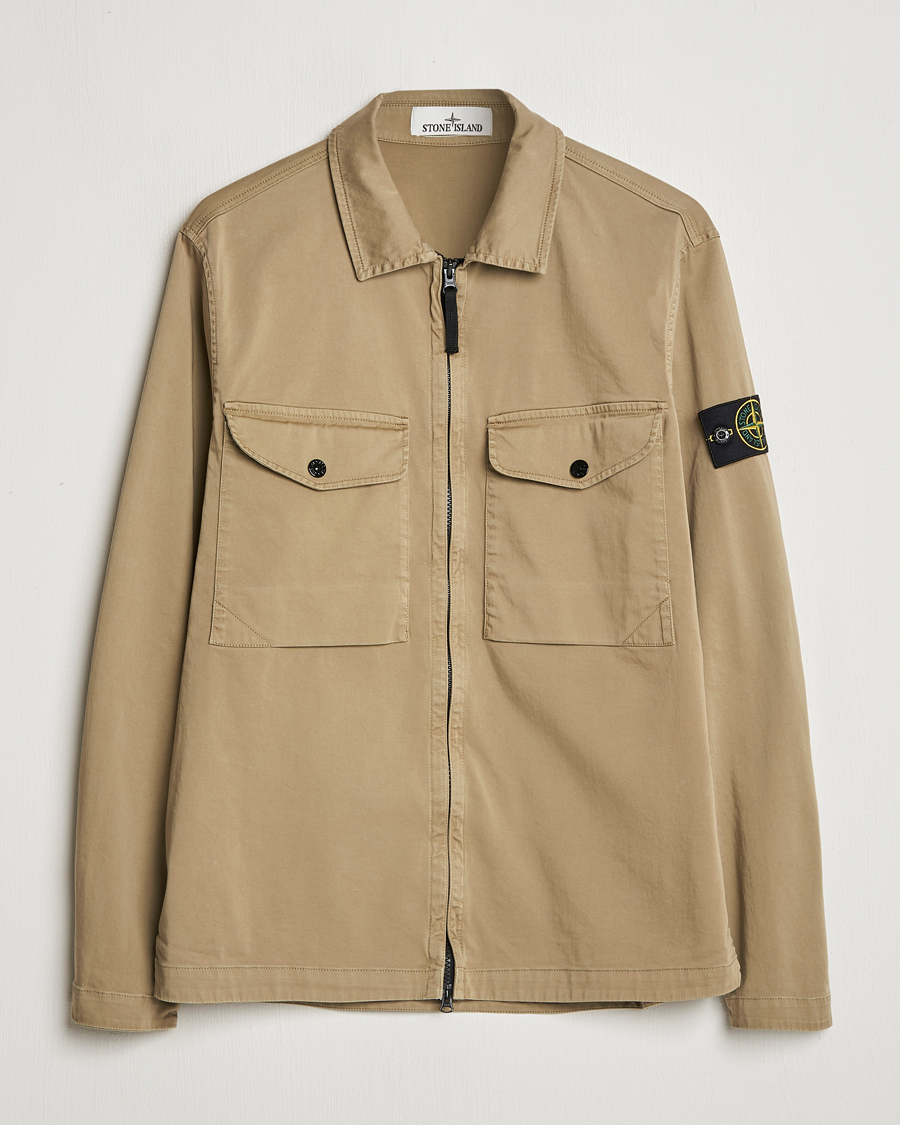 Mies | Kauluspaidat | Stone Island | Garment Dyed Cotton Zip Overshirt Biscuit