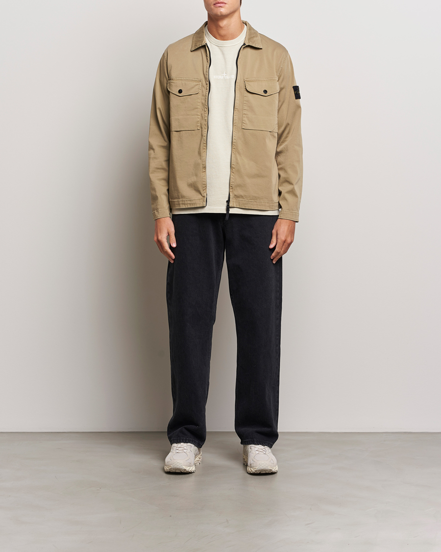 Mies | Kauluspaidat | Stone Island | Garment Dyed Cotton Zip Overshirt Biscuit