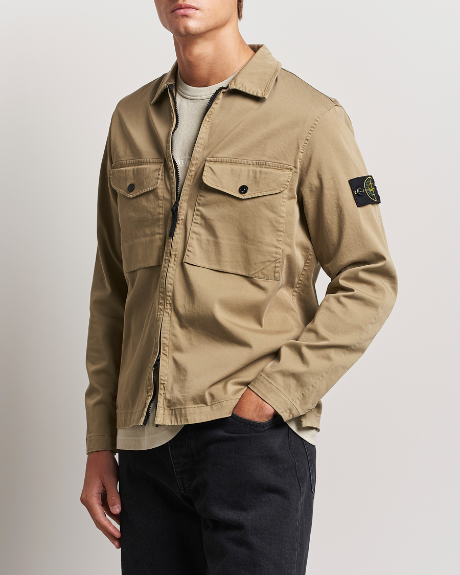 Mies | Kauluspaidat | Stone Island | Garment Dyed Cotton Zip Overshirt Biscuit
