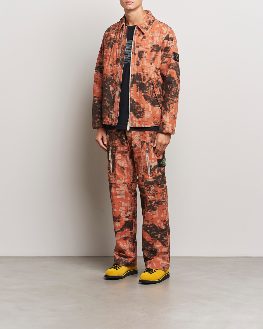 Mies | Housut | Stone Island | Brused Cotton Canvas Camo Cargo Pants Orange