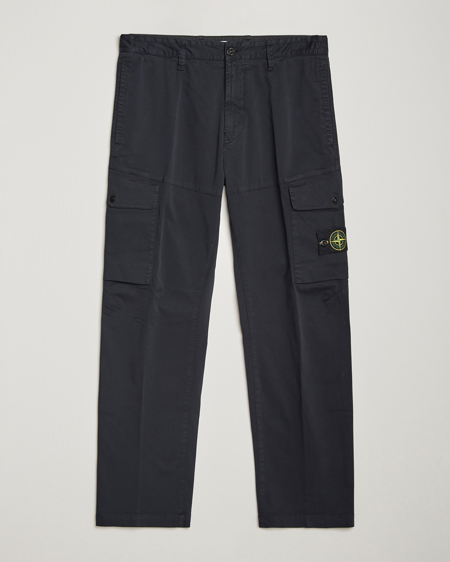 Mies | Housut | Stone Island | Cotton Satin Cargo Pants Navy Blue