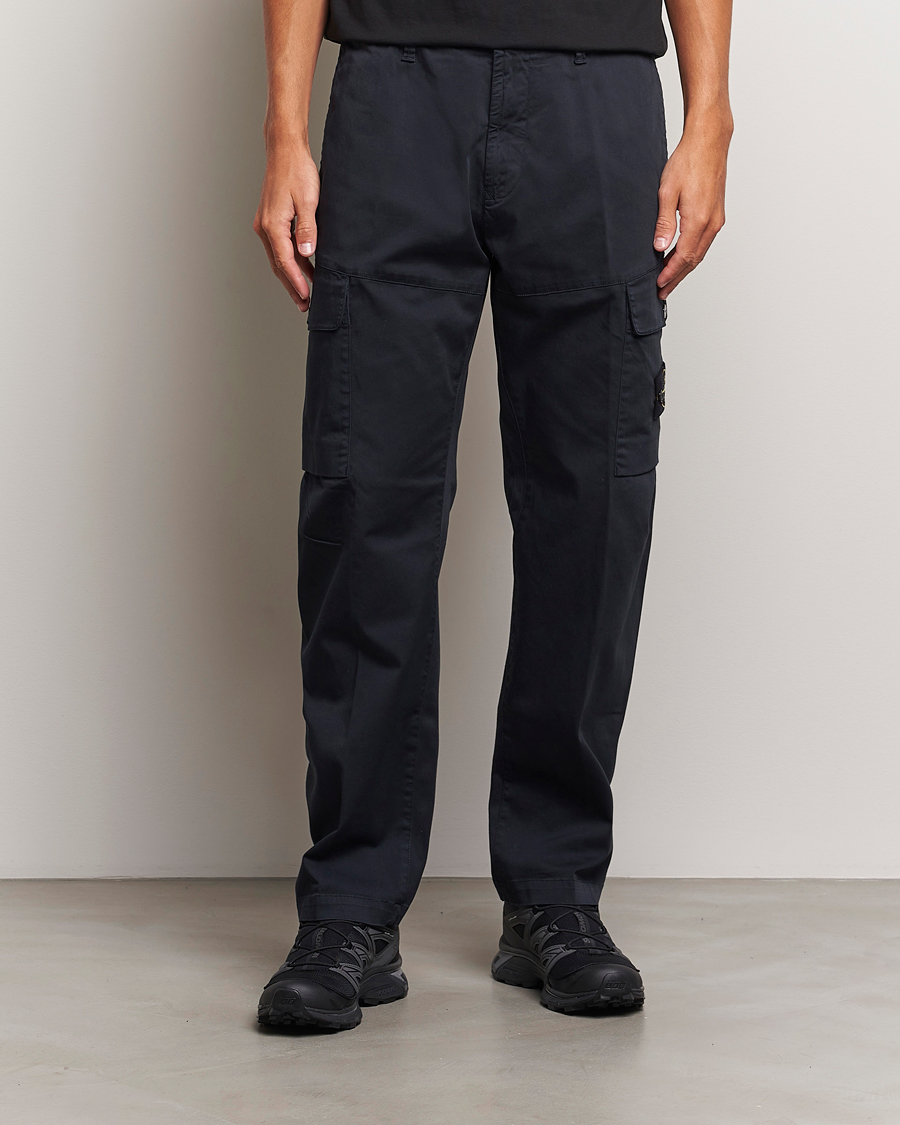 Mies | Housut | Stone Island | Cotton Satin Cargo Pants Navy Blue