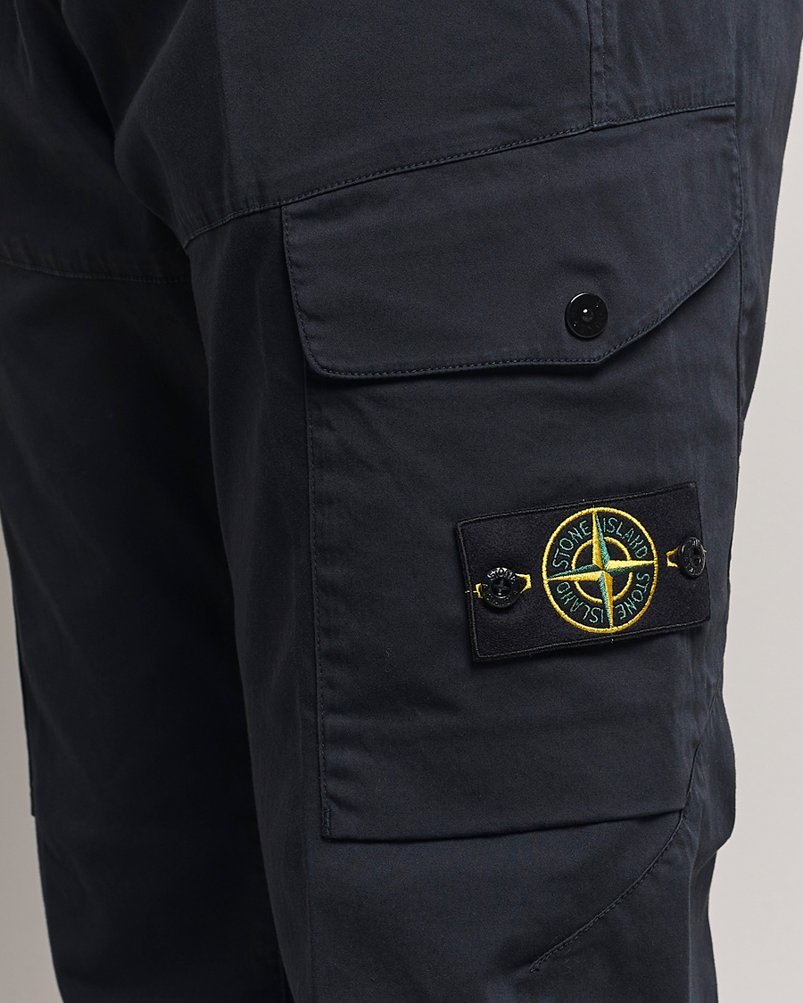 Mies | Housut | Stone Island | Cotton Satin Cargo Pants Navy Blue