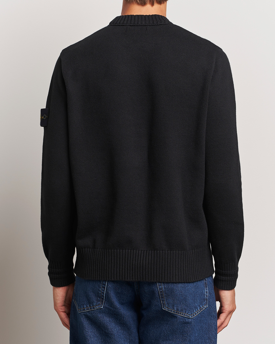 Mies | Puserot | Stone Island | Winter Cotton Knitted Crew Neck Black