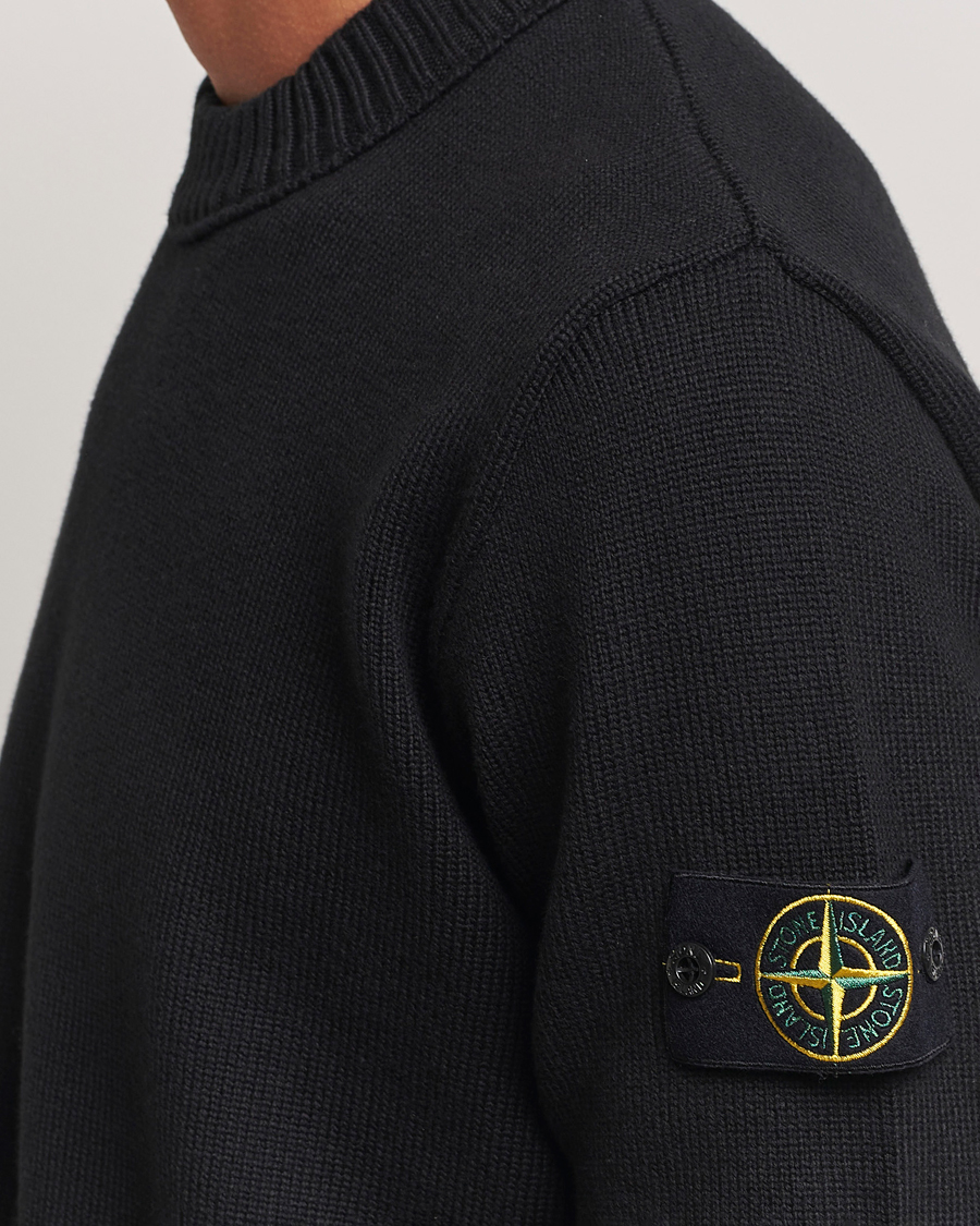 Mies | Puserot | Stone Island | Winter Cotton Knitted Crew Neck Black