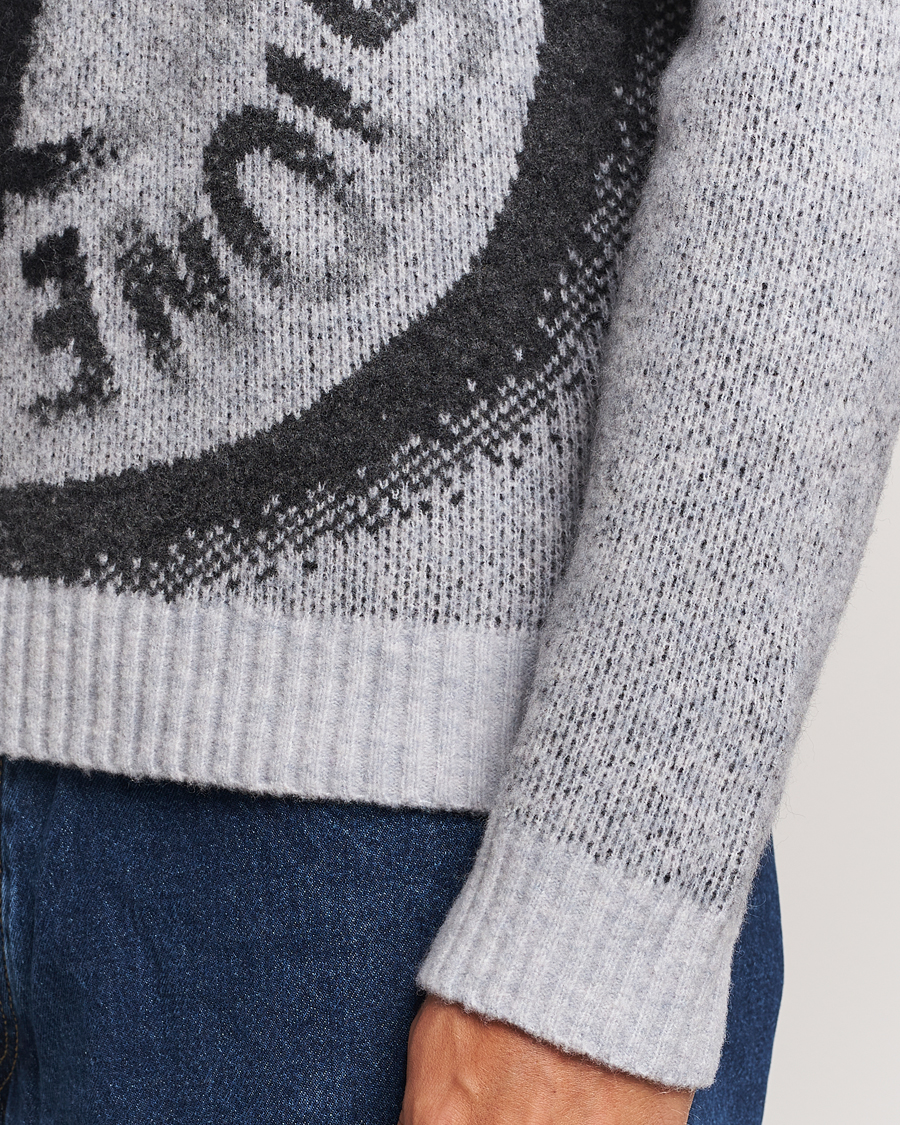 Mies | Puserot | Stone Island | Jacquard Knitted Wool Crew Neck Grey