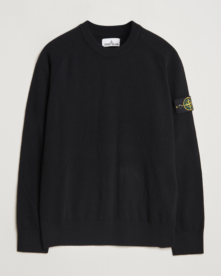 Mies | Puserot | Stone Island | Cardigan Knit Geelong Wool Crew Neck Black