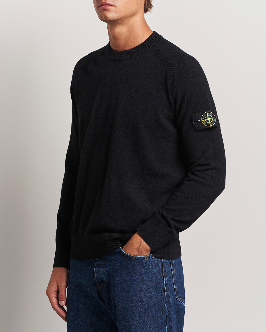 Mies | Puserot | Stone Island | Cardigan Knit Geelong Wool Crew Neck Black
