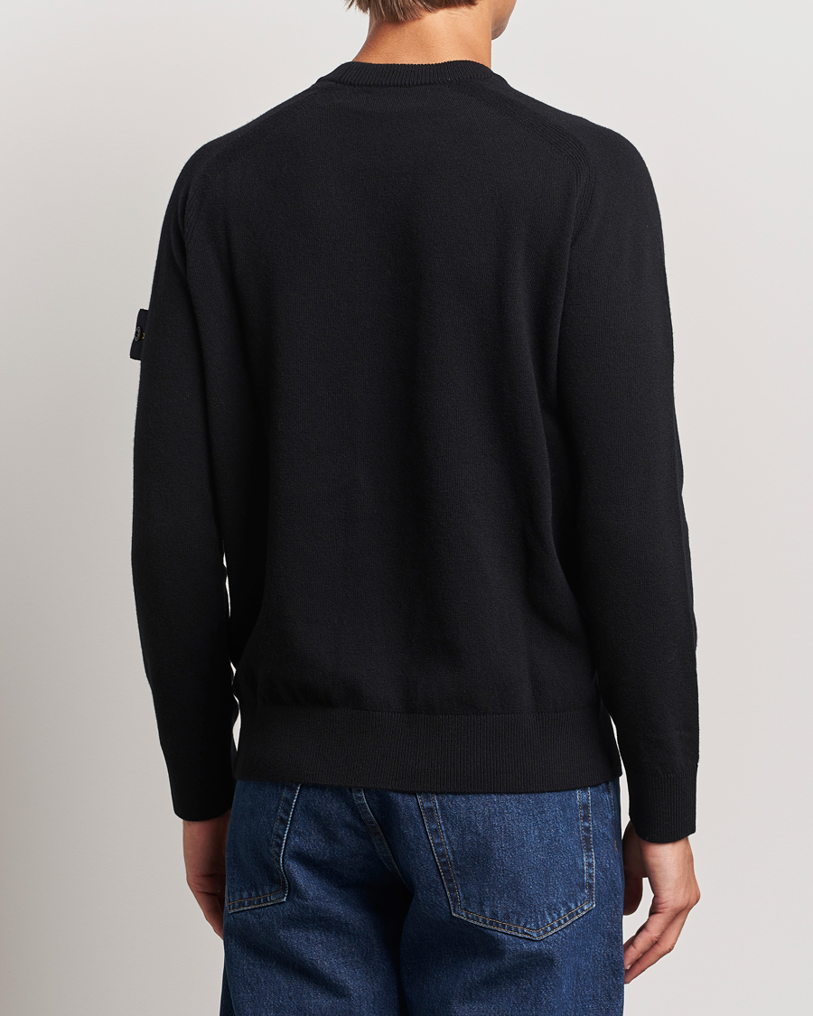 Mies | Puserot | Stone Island | Cardigan Knit Geelong Wool Crew Neck Black