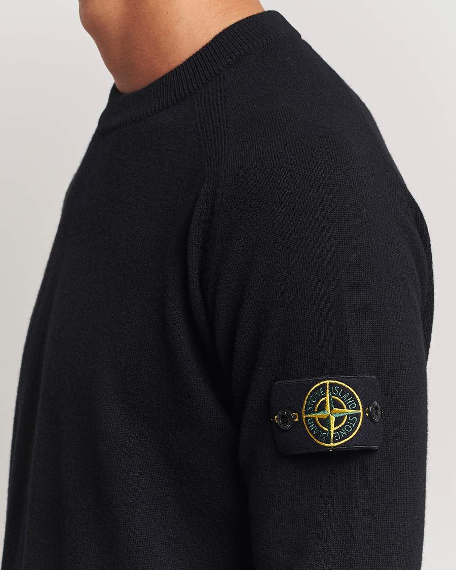 Mies | Puserot | Stone Island | Cardigan Knit Geelong Wool Crew Neck Black