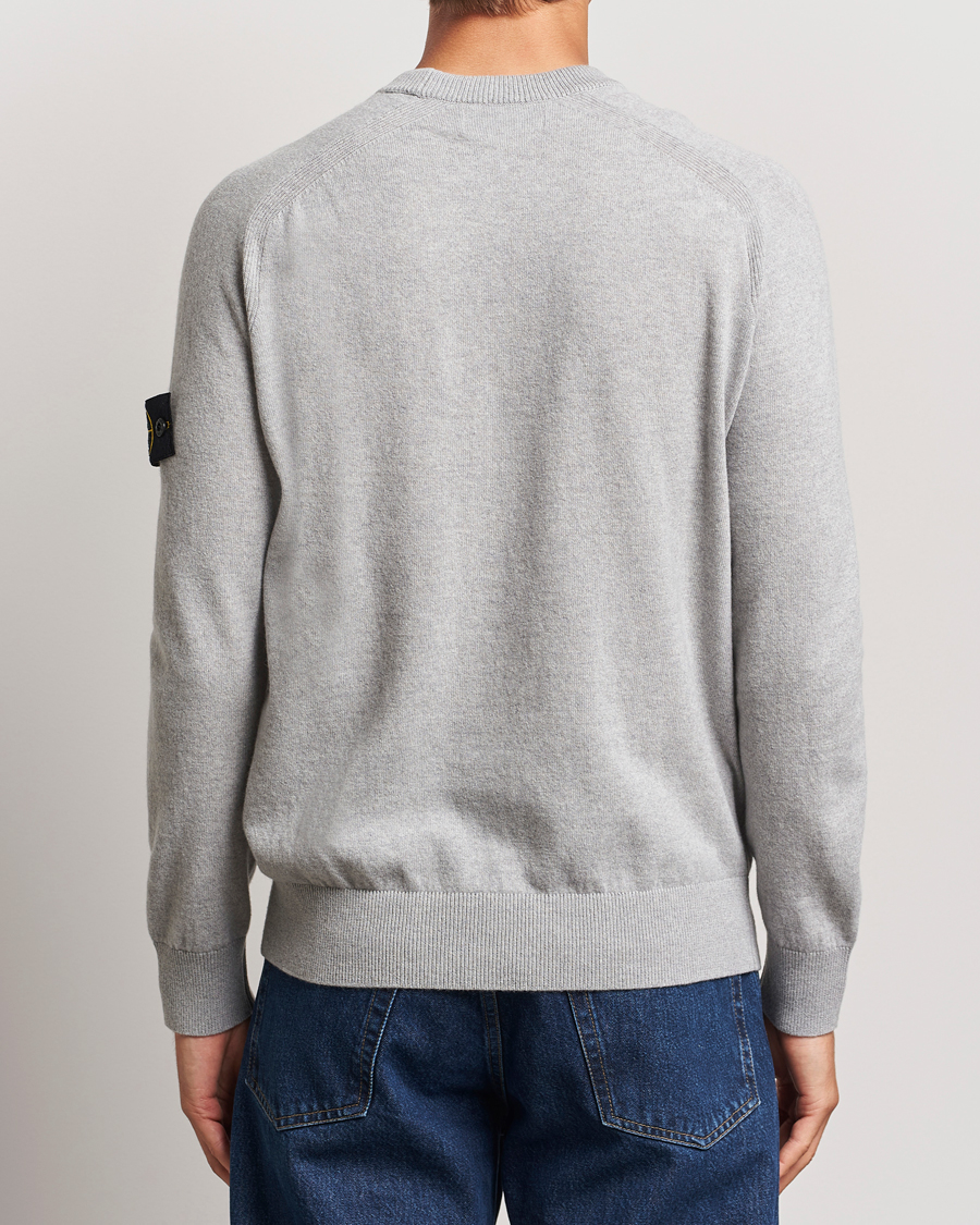 Mies | Puserot | Stone Island | Cardigan Knit Geelong Wool Crew Neck Melange Grey