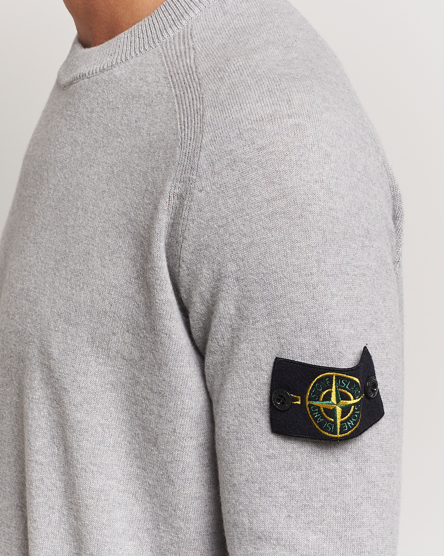 Mies | Puserot | Stone Island | Cardigan Knit Geelong Wool Crew Neck Melange Grey