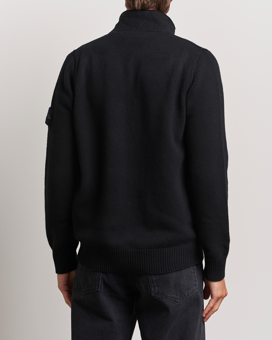 Mies | Puserot | Stone Island | Knitted Lambswool Zip Cardigan Black