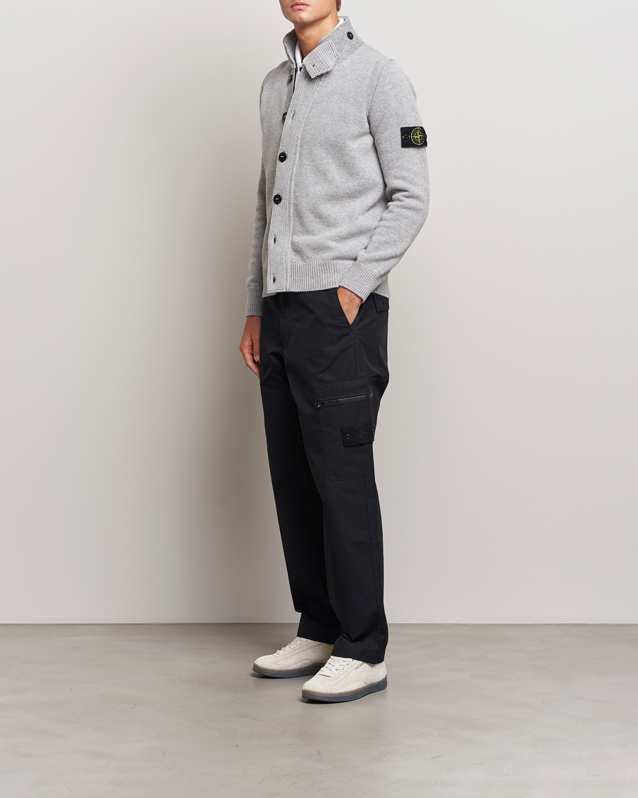 Mies | Puserot | Stone Island | Knitted Lambswool Zip Cardigan Melange Grey