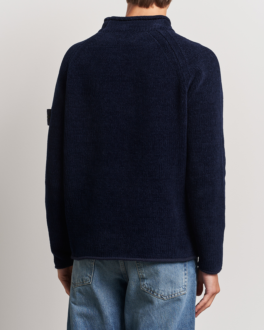 Mies | Puserot | Stone Island | Cotton Chenille Mock Neck Navy Blue