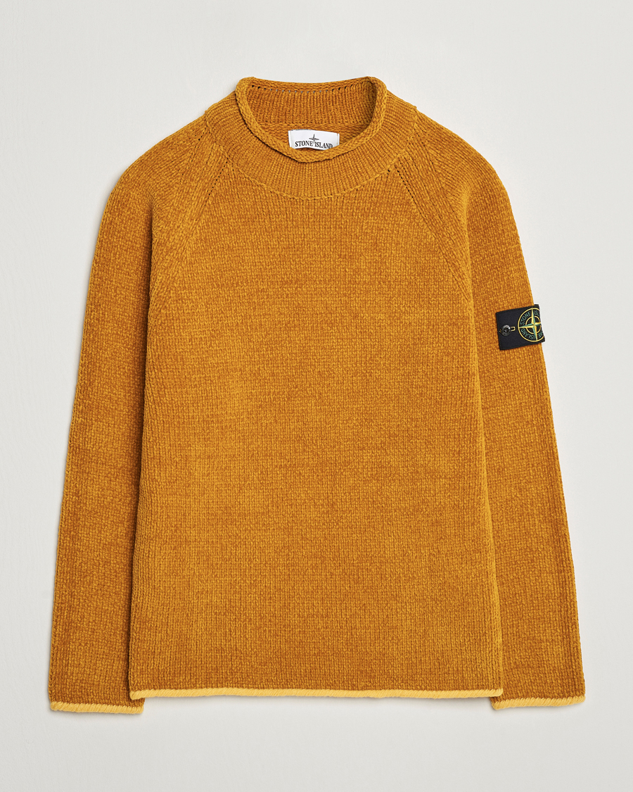 Mies | Puserot | Stone Island | Cotton Chenille Mock Neck Mustard