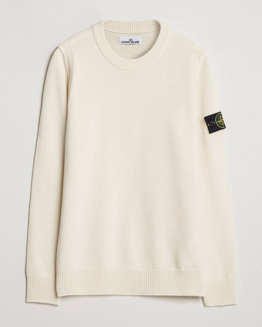 Mies | Puserot | Stone Island | Knitted Lambwool Sweater Natural