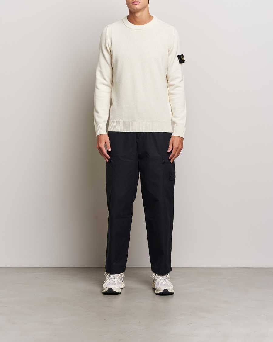 Mies | Puserot | Stone Island | Knitted Lambwool Sweater Natural